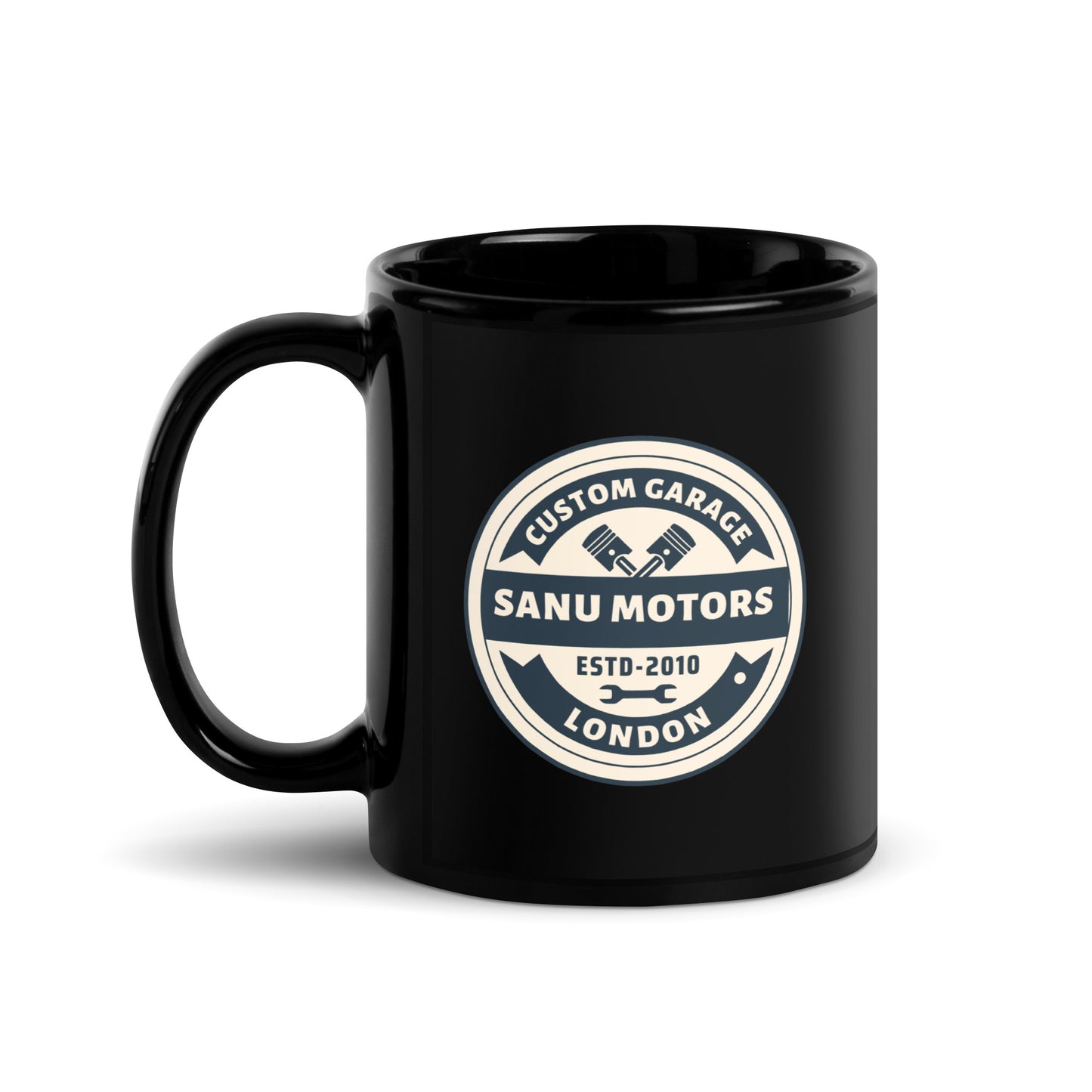 Black Glossy Mug | Sanu Motors | 11 & 15 oz Ceramic mug