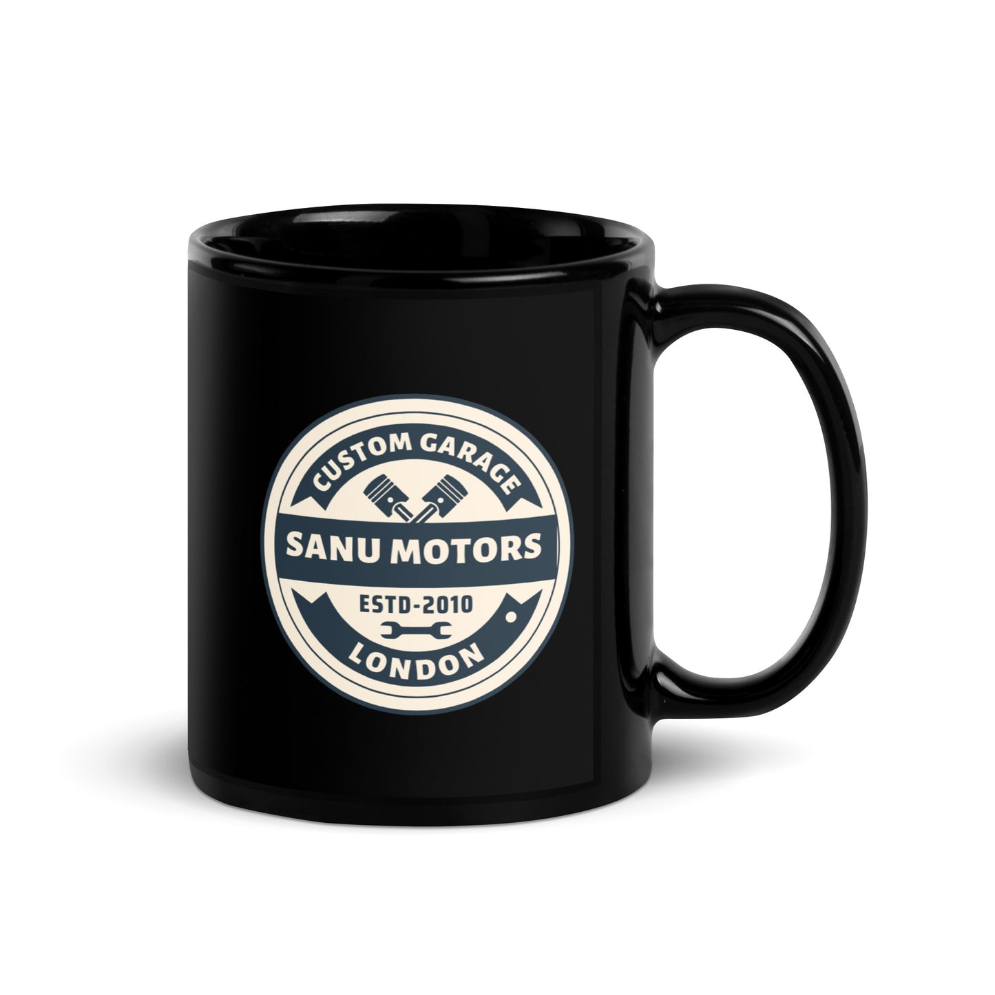 Black Glossy Mug | Sanu Motors | 11 & 15 oz Ceramic mug