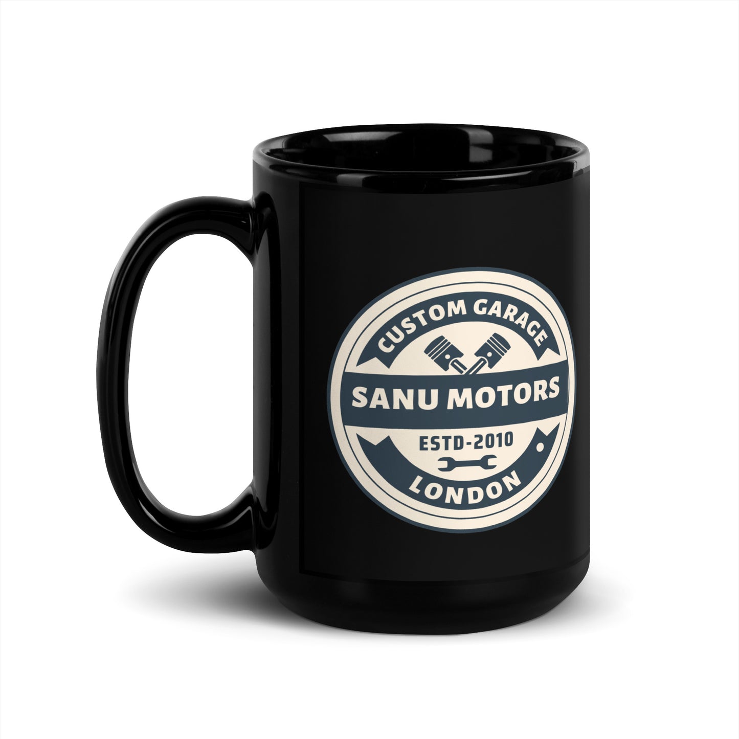 Black Glossy Mug | Sanu Motors | 11 & 15 oz Ceramic mug