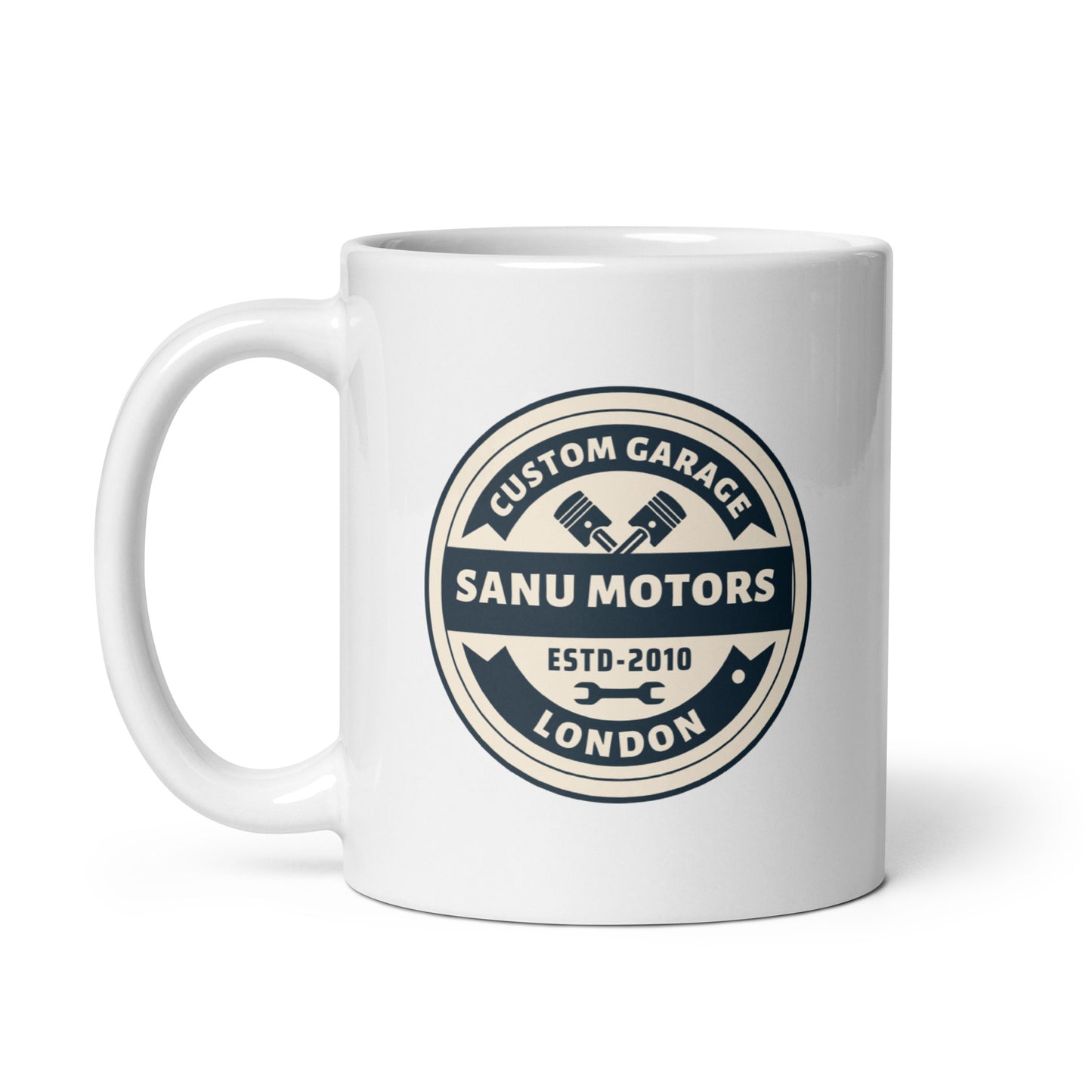 White glossy mug | Sanu Motors | 11 & 15 oz Ceramic mug