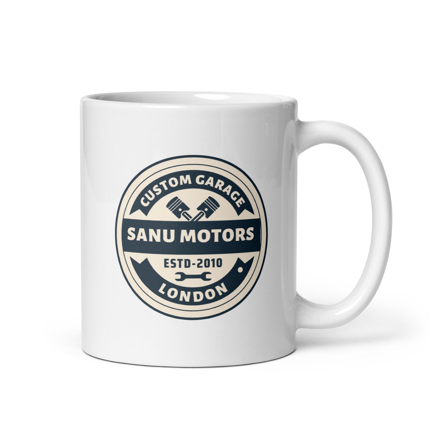 White glossy mug | Sanu Motors | 11 & 15 oz Ceramic mug