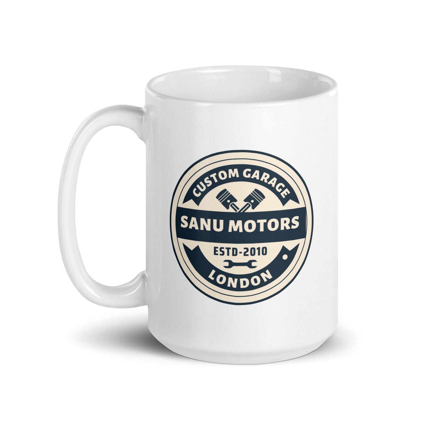 White glossy mug | Sanu Motors | 11 & 15 oz Ceramic mug