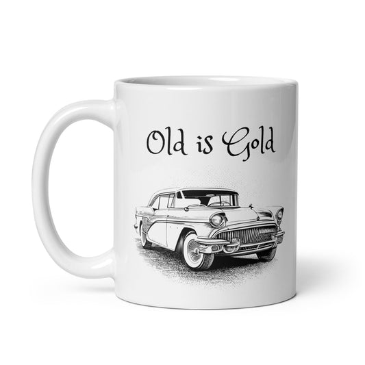 White glossy mug |  Old is Gold | 11 & 15  oz  Ceramic mug