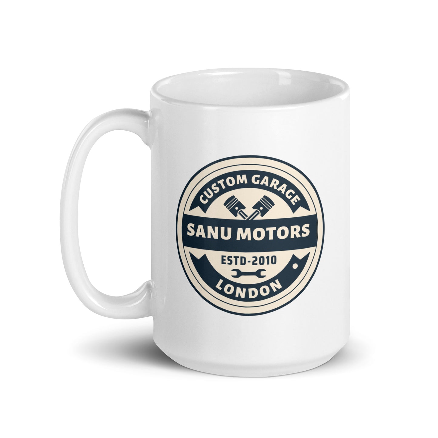 White glossy mug | Sanu Motors | 11 & 15  oz  Ceramic mug