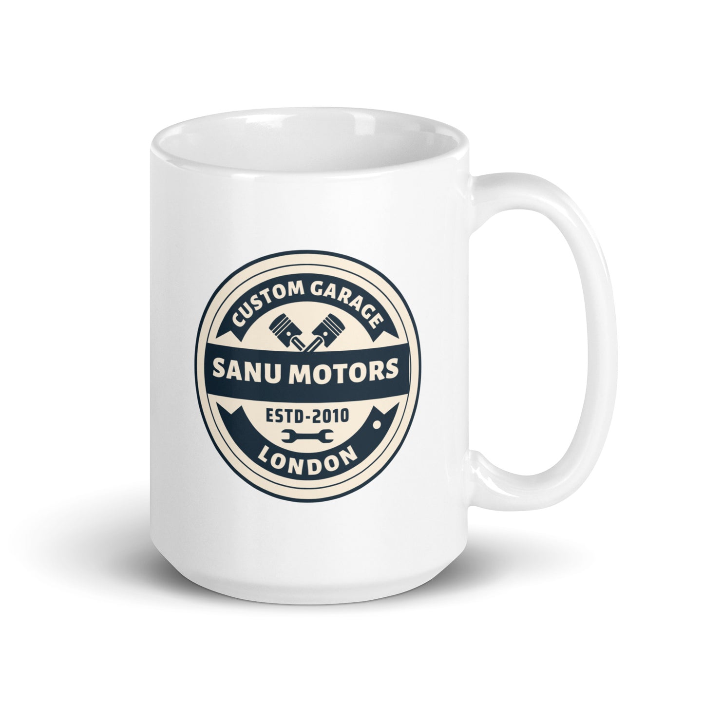 White glossy mug | Sanu Motors | 11 & 15  oz  Ceramic mug